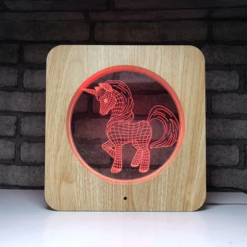 

Glowing creative wood grain 7 color night light 3d small table lamp acrylic usb lamp holiday birthday gift