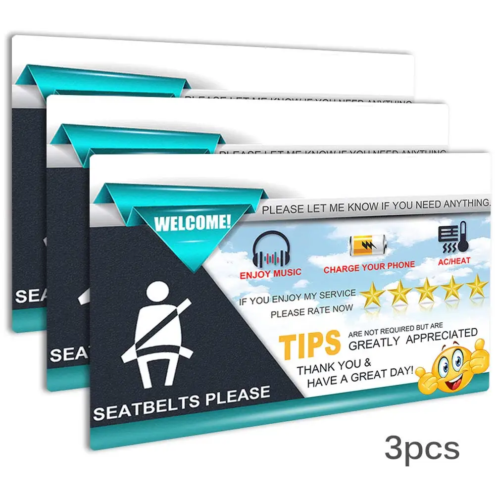 

Uber Lyft Sign Accessories, AutoEC Rideshare Driver Rating Tip Signs, PVC Durable Display Card Hang Tag for Car Backseat Headres