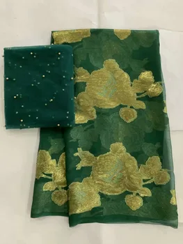 

Bronzed african fabric lace 100% silk fabric print glitter satin fabric beaded bridal lace nigerian gele headtie7yard/set