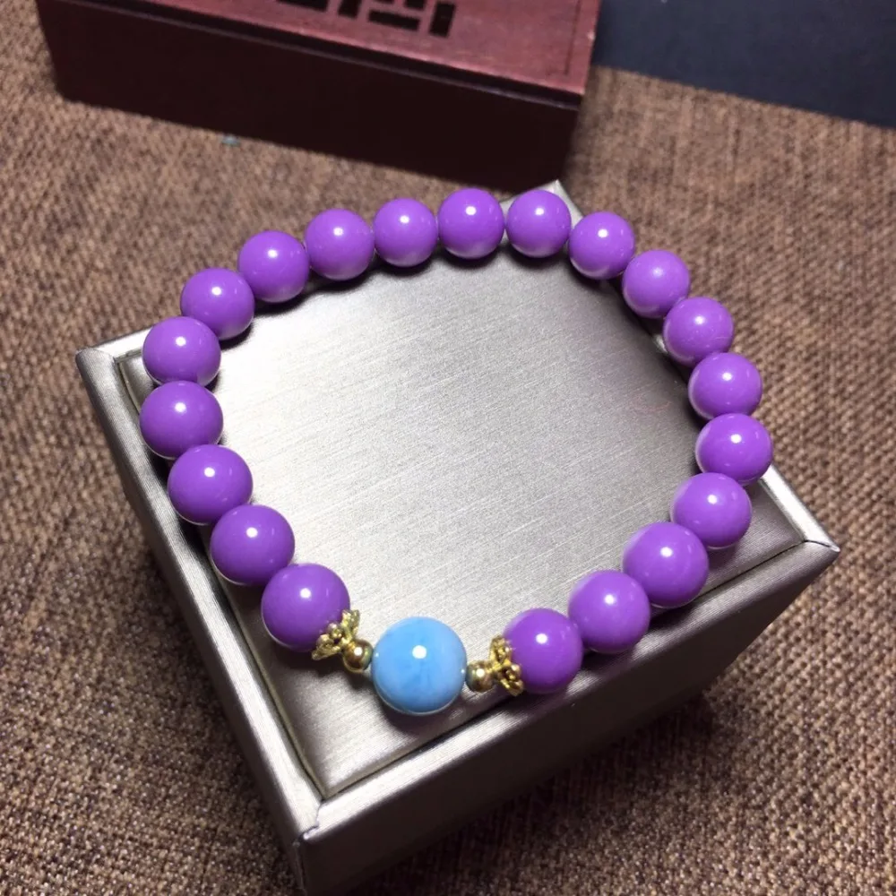 

Fine Jewelry Ntural Blue Larimar Gemstone Bracelets for women 8mm Fine Female Hologram Bracelet