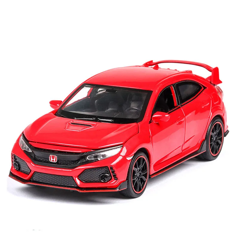 

CIVIC Type R Diecast 1/32 Model Car Metal Alloy Simulation Pull Back Cars Lights Toys Vehicles For Kids Gifts For Children