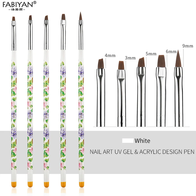5 шт./компл. Кисть для ногтей с деревом и цветами Акрил Гель-лак для УФ-лампы строитель для рисования, DIY салонные Ручка кисти комплект StylingTools маникюр