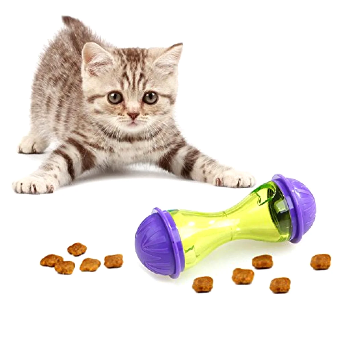 

1pcs Interactive Cat IQ Treat Ball Toy Smarter Pet Toys Bone Leakage Food Rolling Leakage Dispenser For Cats Playing Training