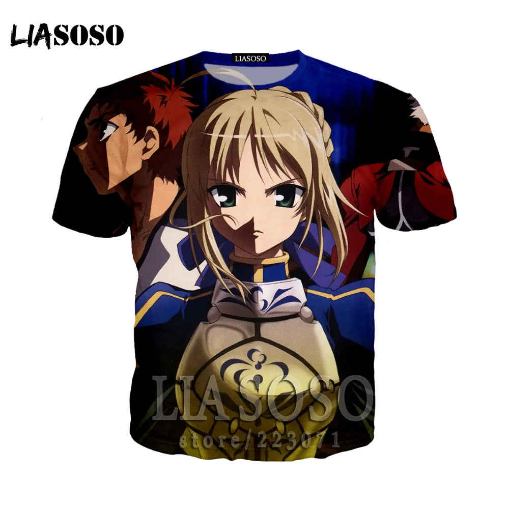 LIASOSO fate stay night в мужские футболки с персонажами из аниме 3D печать судьба ноль