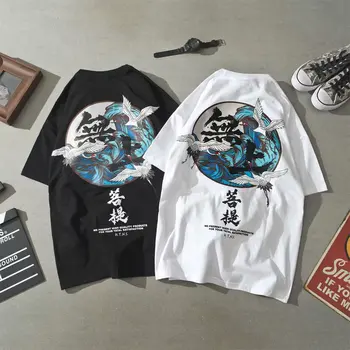 

Chao Brand Chinese Wind Printed ins Round Neck Short Sleeve Black T-shirt Chao Men's Chao Half Sleeve White Sleeve Top Chao tee