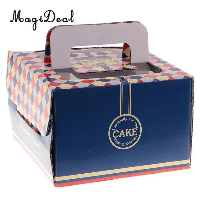 MagiDeal 10pcs Navy Blue Lattice Cake Box with Handle Wedding Birthday