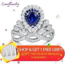 LOVERJEWELRY сапфировое кольцо для женщин с бриллиантами вечности Настоящее 18 к белое золото Вечная любовь обручальные женские кольца ювелирные изделия