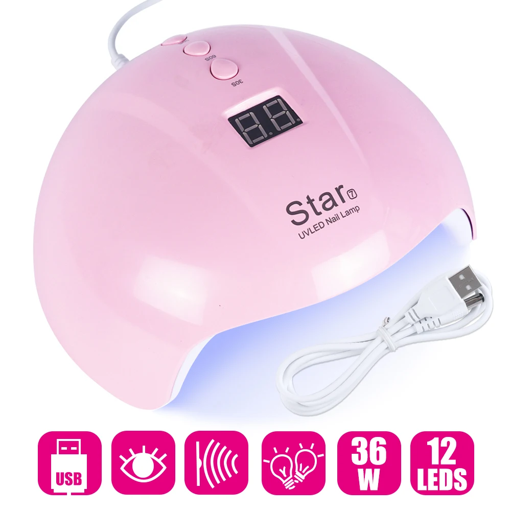 

36W Nail Dryer UV LED Lamp For Nails Curing All Gel Polish Manicure Sun Light USB Mini Drying Equipment Nail Art Tools LAStar7