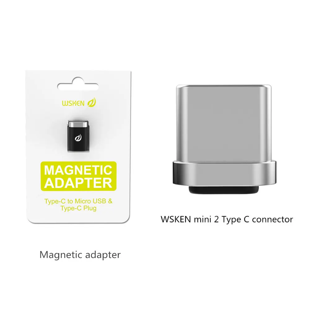 WSKEN Мини Магнитный type-C разъем для type C микро USB кабель для samsung Xiaomi huawei - Цвет: Black Add TYPE-C