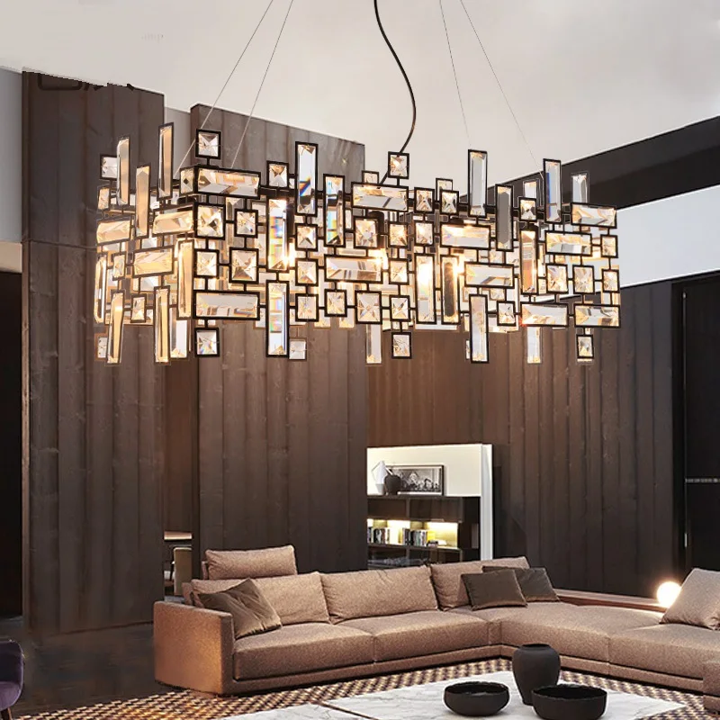 

New Chinese crytanl rectangle pendant lamps living room bedroom retro study restaurant pendant light Z114646