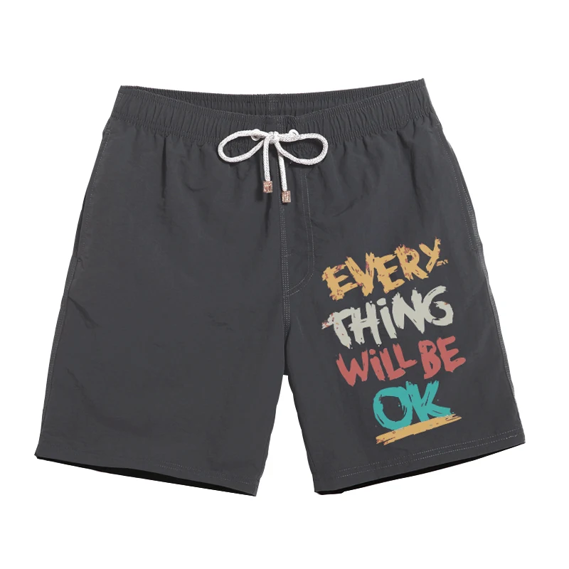 

New Men Clothes 2019 Summer Fashion Casual Shorts Men Letters 3D Printed Shorts Men Loose Elastic Waist Board Shorts