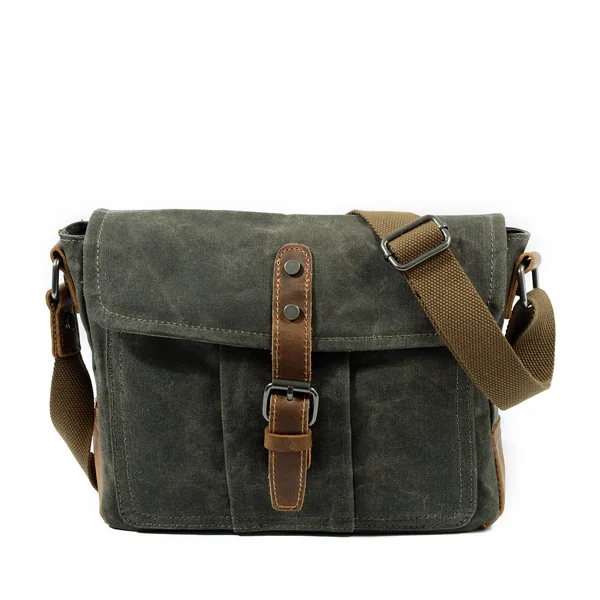Новая Водонепроницаемая Холщовая Сумка с масляным воском для отдыха, мужская сумка через плечо, сумка для моментальной камеры Muchuan 88807K - Цвет: Grey green