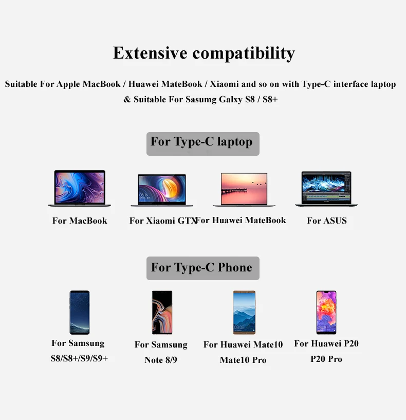Nohon USB C HUB 3.0 HUB HDMI Thunderbolt 3 Adapter For MacBook Huawei P20 Pro Mate10 Samsung Galaxy S9 Note 9 Type C PD  USB HUB NH-HUB02 Details  (10)