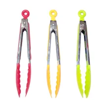 SEAAN силиконовые кухонные кулинарные щипцы для сервировки салата и барбекю нержавеющая сталь ручка посуда барбекю щипцы ПИЩЕВЫЕ ЗАЖИМ цвет случайный