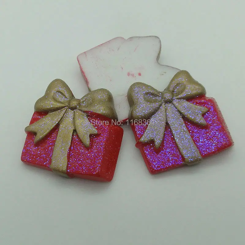 1pcs/lot resin flatback glitter gift 29mm Cabochons Scrapbooking Hair Bow Center DIY Christmas decration C108-6