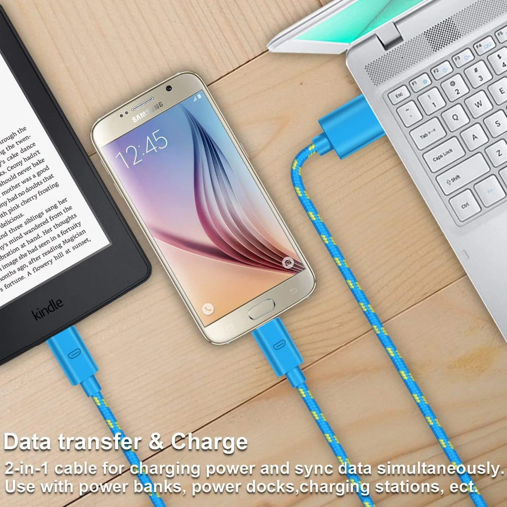 Nylon Braided Micro USB Cable 1m/2m/3m Data Sync USB Charger Cable For Samsung HTC Huawei Xiaomi Tablet Android USB Phone Cables