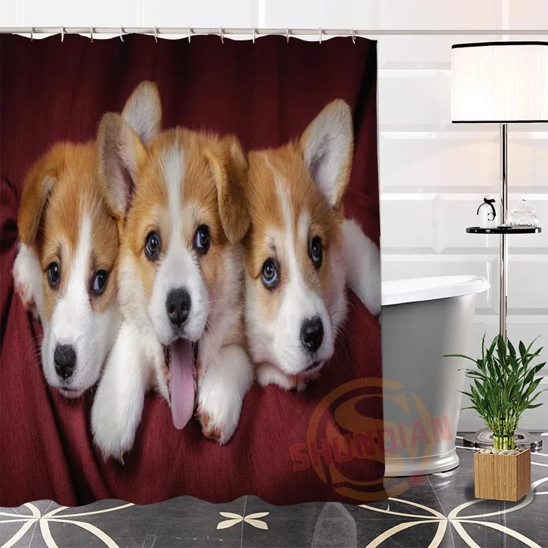 Лучшие красивые пользовательские милые собаки занавески для душа занавес для ванной шторы для ванной из водонепроницаемой ткани больше размеров LQ#9