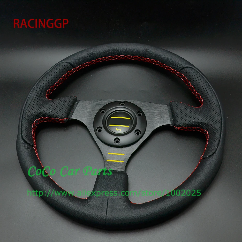 

New Arrival Flat Racing Car Steering Wheel 330mm RACINGGP Leather Steering Wheel