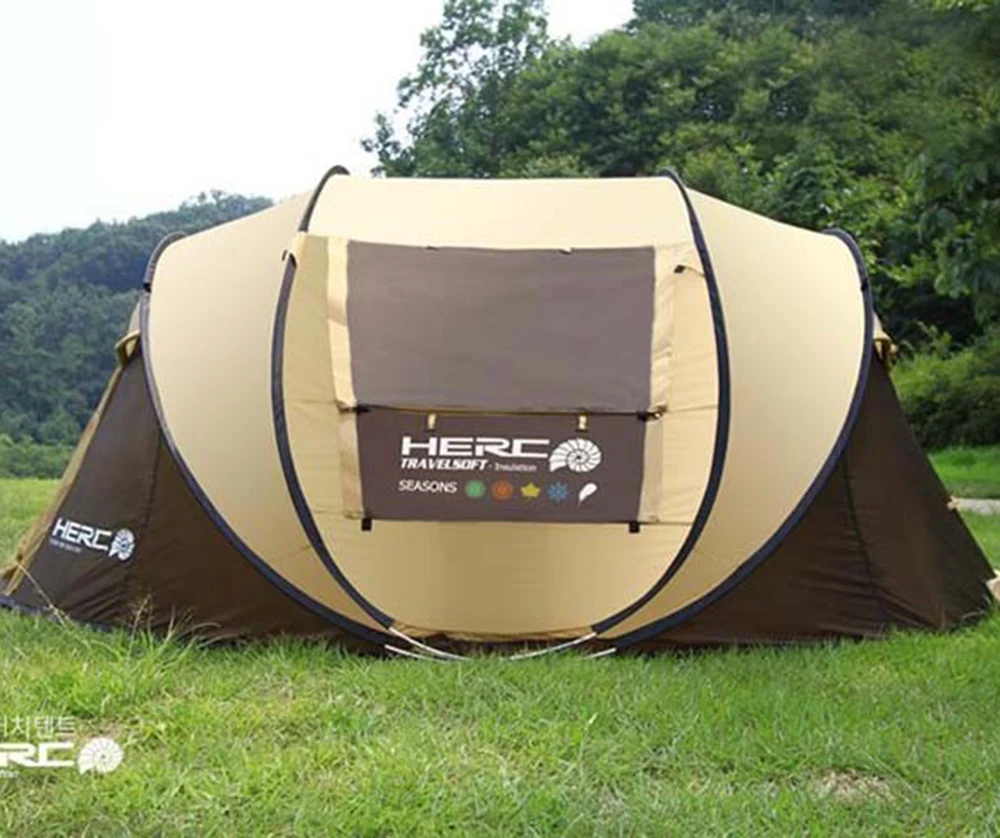 Camping Tent Portable Tent Fully Automatic Waterproof Ultralarge Tent for 4-5 Person Pop Up Self-Driving Tour Beach Party