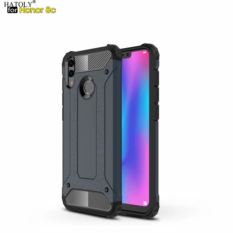 

HATOLY For Coque Huawei Honor 8C Case Honor 8c Heavy Armor Slim Hard Rubber Cover Silicone Phone Case for Huawei Honor 8C 6.26"