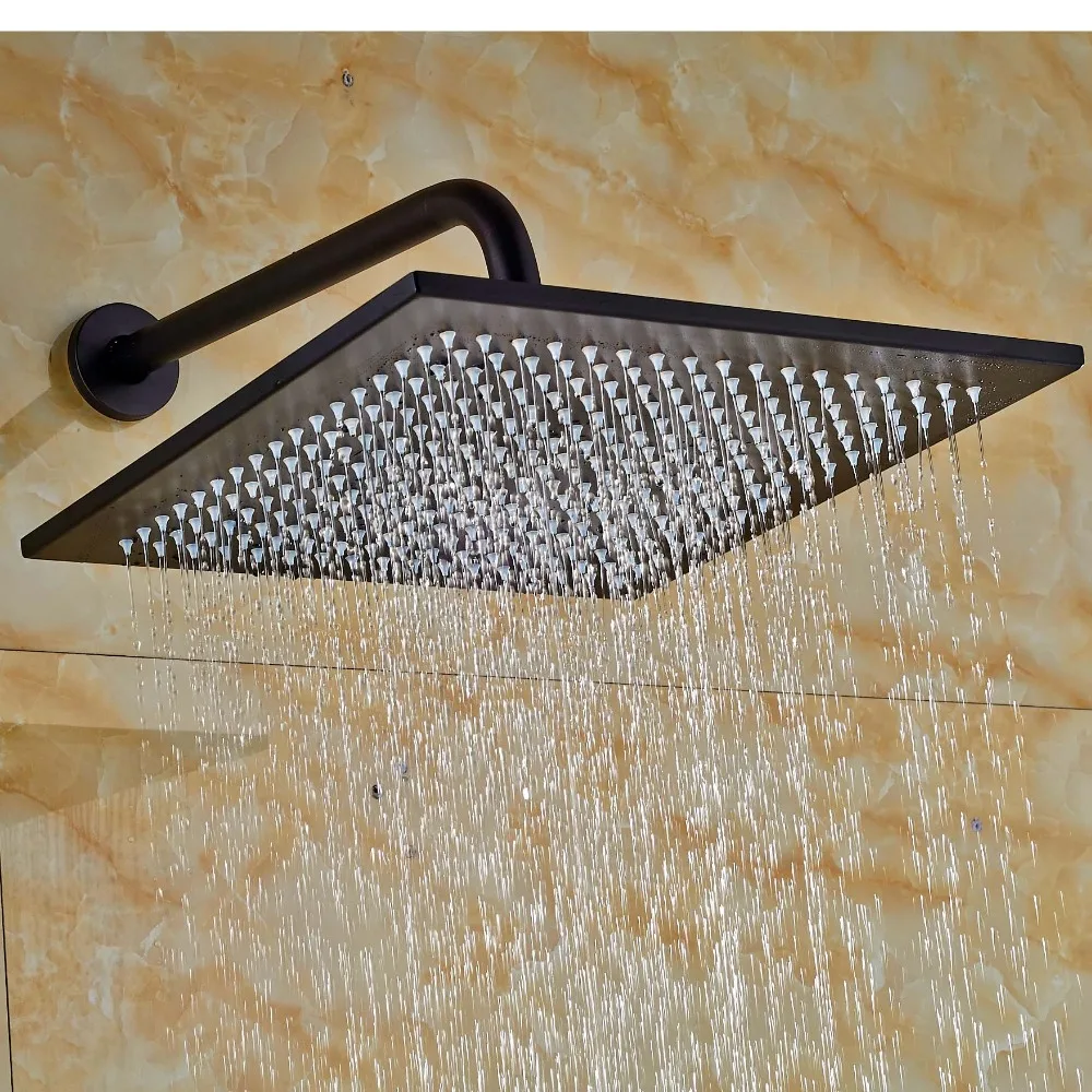 16" Square Rainfall Shower Head with Wall Mounted Shower Arm Oil Rubbed