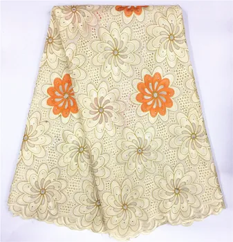 

2020 Hot sale Cream african cotton lace Swiss Voile Lace fabrics nigerian swiss voile lace In Switzerland For dress PL-11093