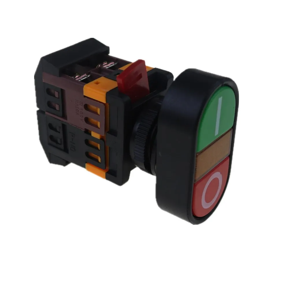 

22mm 24V 36V 48V 110V 220V 380V ON/OFF START STOP 1 NO NC APBB-22N Momentary Push Button Switch With LED yellow Lamp