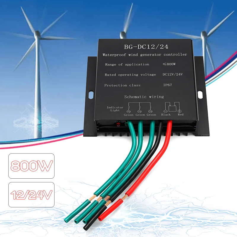 

Wind Power Generator Battery Charge Controller For below 800W 12/24V IP67 Waterproof Wind Generator Controller Wind Generator