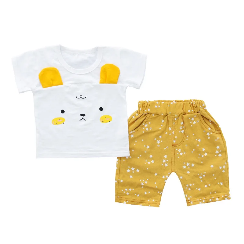 

Newborn Baby Boys Clothing Boys Clothes Set 2018 Summer 0-3y Kids Suit Cotton Material O-neck With Dog Print Tshirt+shorts pants