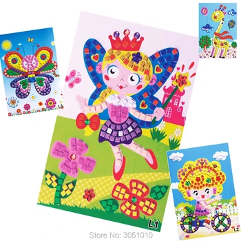 

Hot Sale 12pcs/lot Mosaic Stickers Puzzle Glitter EVA Kindergarten Baby DIY Art Craft Kit Preschool Children Educational Toys