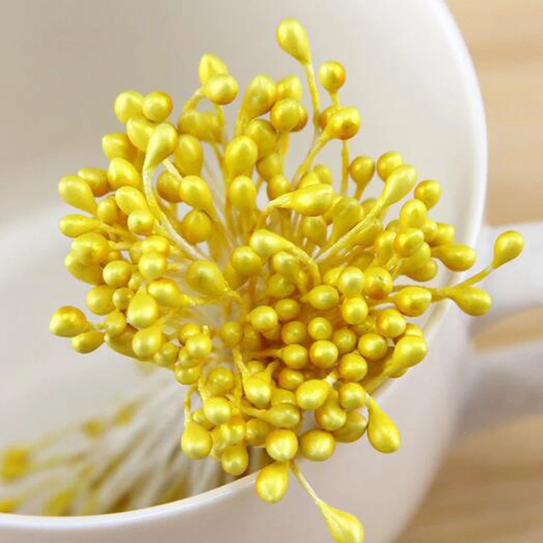 

1 Bundle of 150PCS Artificial Plants Flower Double Heads Stamen Pearlized Craft Cards Fake Floral Wedding Decoration