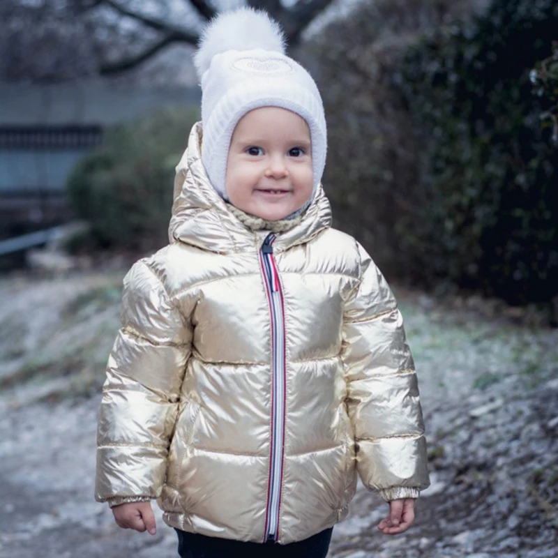 Детский зимний комбинезон; коллекция года; детская зимняя одежда с металлическим пухом; зимние парки с капюшоном для маленьких девочек; пальто для мальчиков; водонепроницаемая верхняя одежда