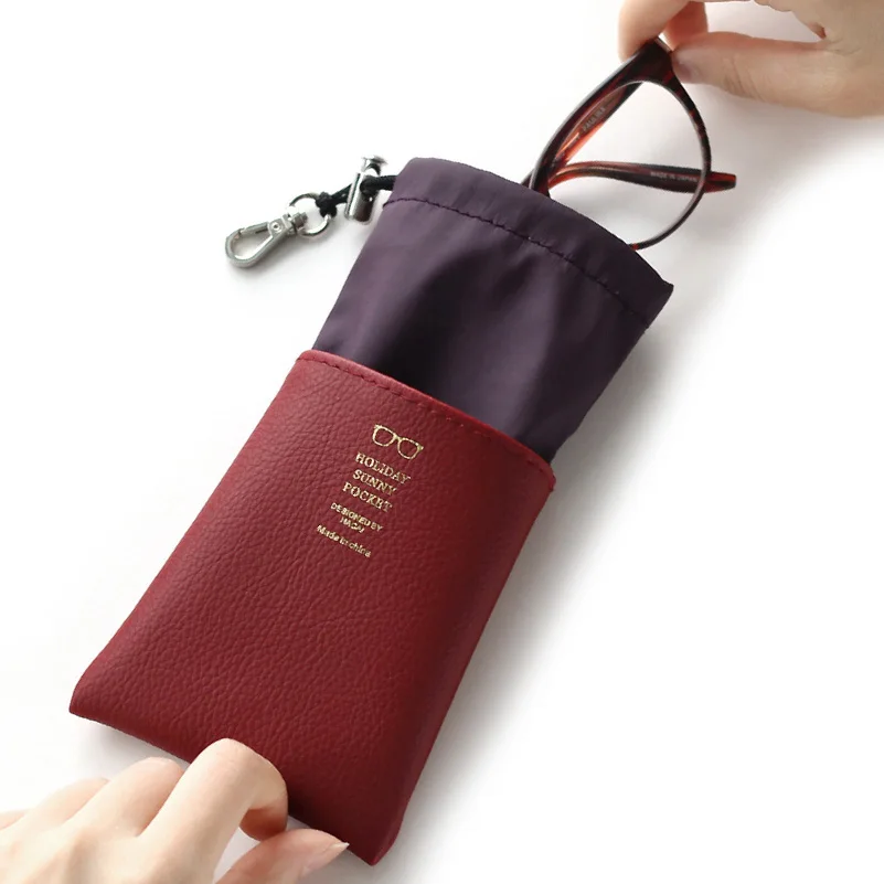 Leather Stitching Glasses Storage Bags Portable Travel Drawing Pocket Phone Polyester Organizers Glass Case Eyewear Accessories (3)