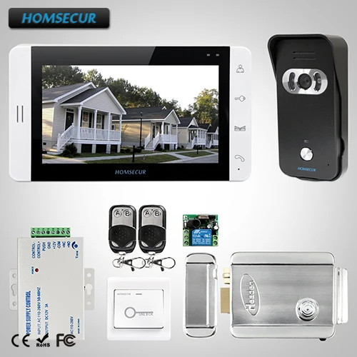 HOMSECUR 7\ Video Door Entry Security Intercom+Monitor for Apartment : L3:TC021-B Camera(Black)+TM703-W Monitor(White)+Lock HOMSECUR 7\ Video Door Entry Security Intercom+Monitor for Apartment : L3:TC021-B Camera(Black)+TM703-W Monitor(White)+Lock