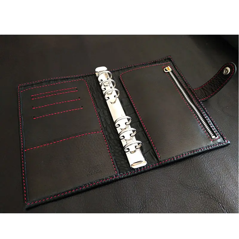 Yiwi A6 черный из натуральной коровьей кожи планировщик классический Спиральный Блокнот бизнес настольная папка для хранения дневник