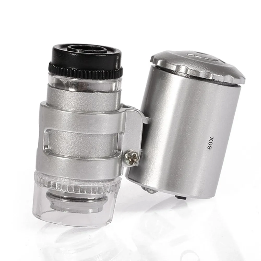

Portable Handheld 60x Pocket Microscope Loupe Jeweler Magnifier With LED Light Free Rotation Adjustable Focus