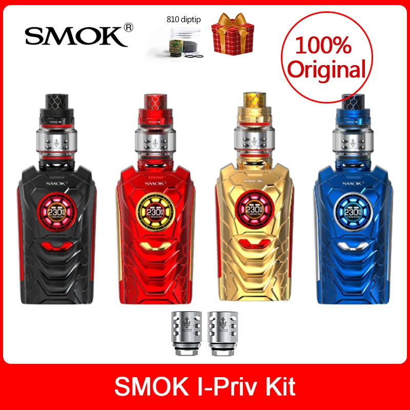 Original SMOK I-Priv Vape Kit 230W +TFV12 Prince Tank 8ML + Mesh/Strip Coils Electronic cigarette smok i priv box mod vape kit