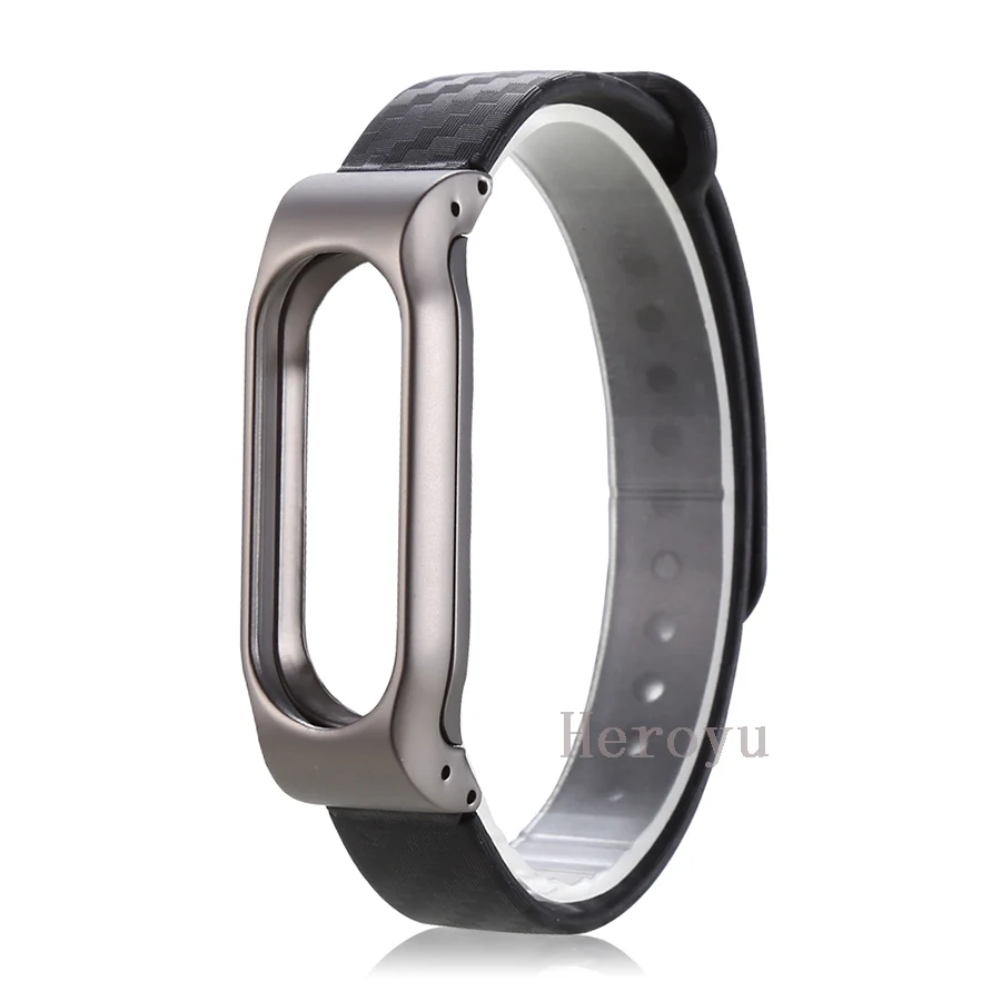 Сменный ремешок для Xiaomi Mi Band 2 из волокна металлический корпус наручный ремень mi