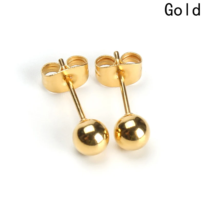 

Fashion Punk 3 4 5 mm Stainless Steel Trendy Round Ball Stud Earrings For Women Men Ear Jewelry Gift