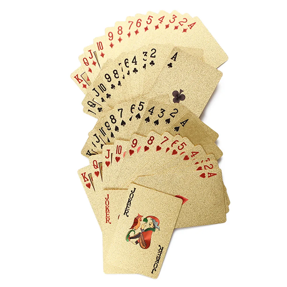 

54pcs/Set Waterproof Luxury 24K Gold Foil Plated Poker Gold Foil Plated Poker Durable Playing Cards Table Games