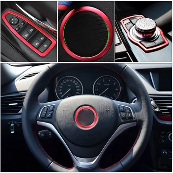 

DWCX Interior Red Car Window Switch Panel + Speaker + Steering Wheel Ring Trim kit For BMW 3 Series F30 328i 2012 2013 2014 2015
