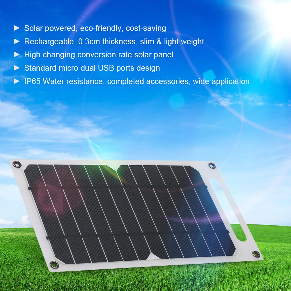 

Solar Charger 6W Portable Silicon Solar Panel 3000mAh Rechargeable IP65 for Camping Fishing Hiking Outdoor Lighting Riding Use