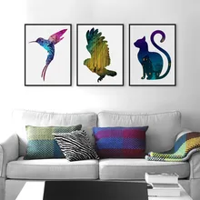 Póster Artístico impreso Hipster de silueta Animal familiar con cabeza de ciervo de estilo nórdico, cuadro en lienzo para decoración del hogar