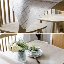 Белая решетка ПВХ Прозрачная мягкая стеклянная Защитная скатерть прямоугольник Настольный коврик скатерть