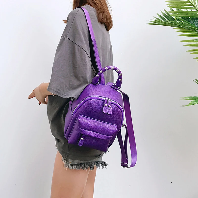 Fashionable Mini Leather Backpack  semashow.com