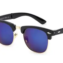 Новые Ретро складные солнцезащитные очки винтажные классические складные солнцезащитные очки для вождения с футляром дизайнерская металлическая оправа для очков