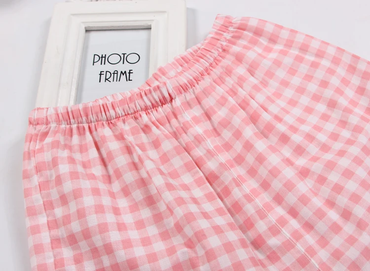 Специальная цена, мужская и женская клетчатая Пижама, хлопок, двухслойная газовая пижама с длинными рукавами, летняя парная Пижама, одежда для сна
