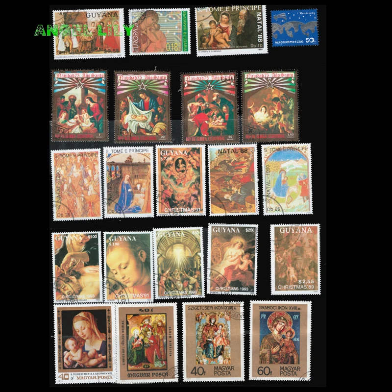 45 шт./лот, рождественские и Пасхальные использованные и неиспользованные почтовые марки с почтовым знаком для коллекции