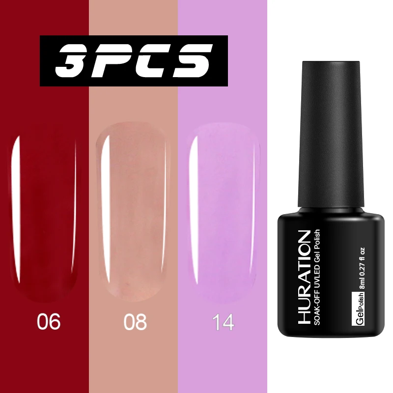 Huration Гель-лак для ногтей 8 мл гель-Арт Набор для маникюра Soak Off UV Vernis Полупостоянный Гель-лак 56 цветов лак для ногтей - Цвет: 06-08-14