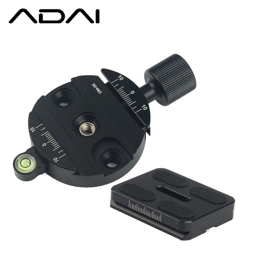 

ADAI DM-55 Metal QR Quick Release Plate Clamp with Gradienter for 55mm Ball Head Arca Swiss RRS Wimberley High Quality